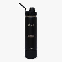 Load image into Gallery viewer, Kool x KOTC Insulated Stainless Steel Water Bottle With Silicone Boot - 25oz/740ml In Black