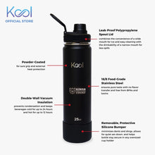 Load image into Gallery viewer, Kool x KOTC Insulated Stainless Steel Water Bottle With Silicone Boot - 25oz/740ml In Black