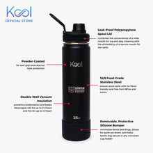 Load image into Gallery viewer, Kool x KOTC Insulated Stainless Steel Water Bottle With Silicone Boot - 25oz/740ml In Black
