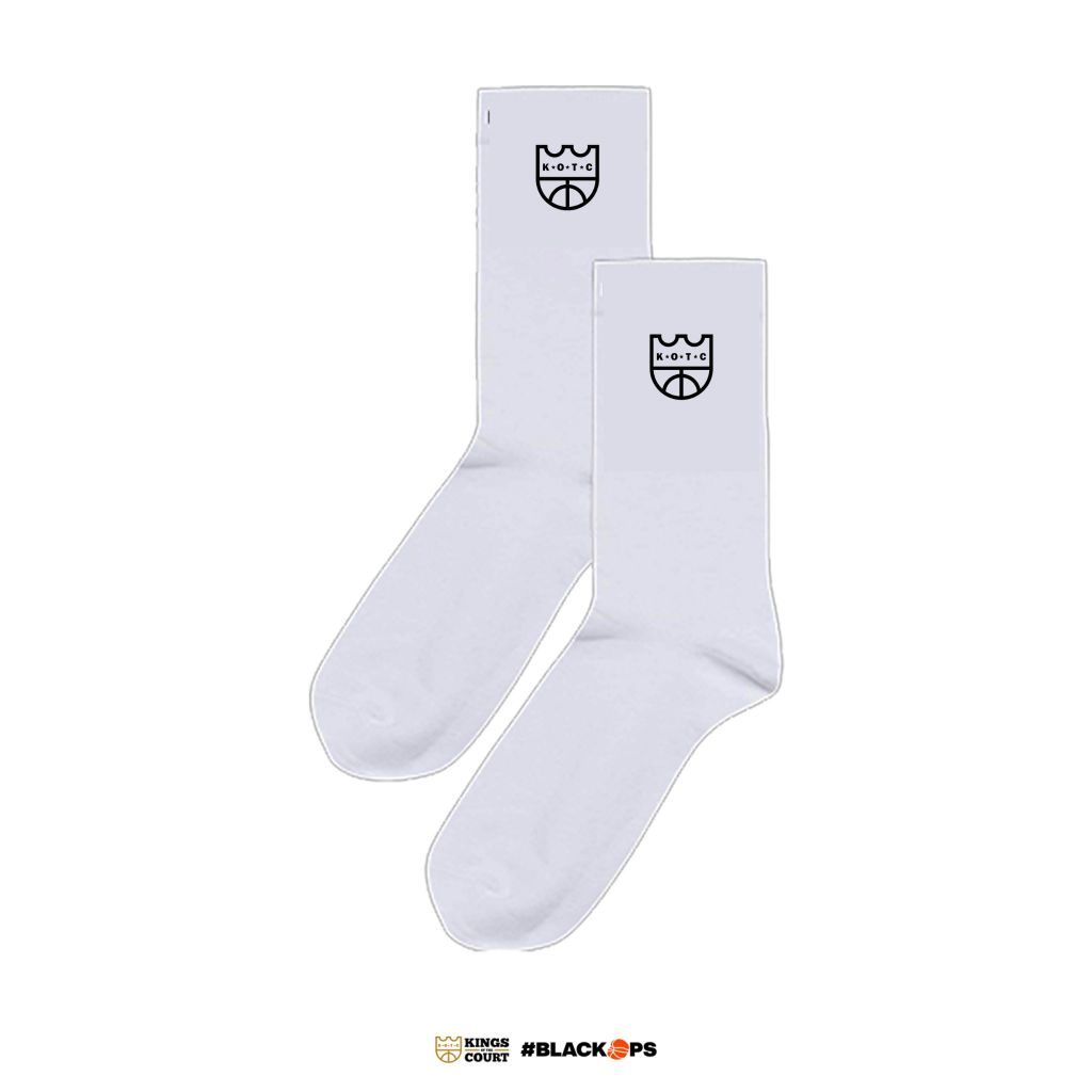 Kings of the Court Embroidered Crown Socks in Black/White Midcut