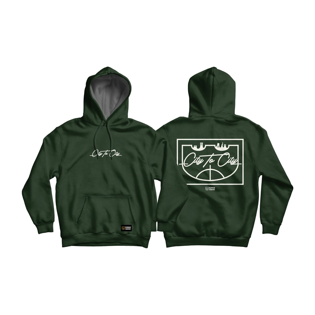 Kings of the Court Classic Brushed Fleece Hoodie in Army Green, Black
